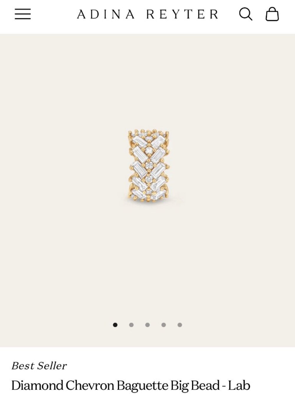 Adina Reyter Diamond Chevron Baguette Big Bead - Lab Grown
